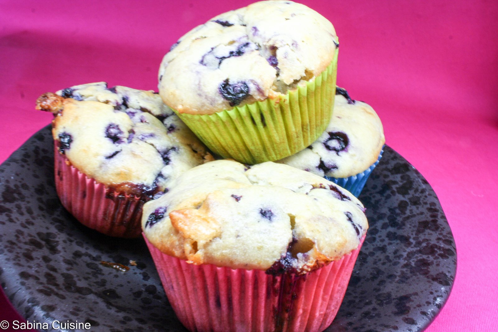 Muffins aux myrtilles et chocolat blanc